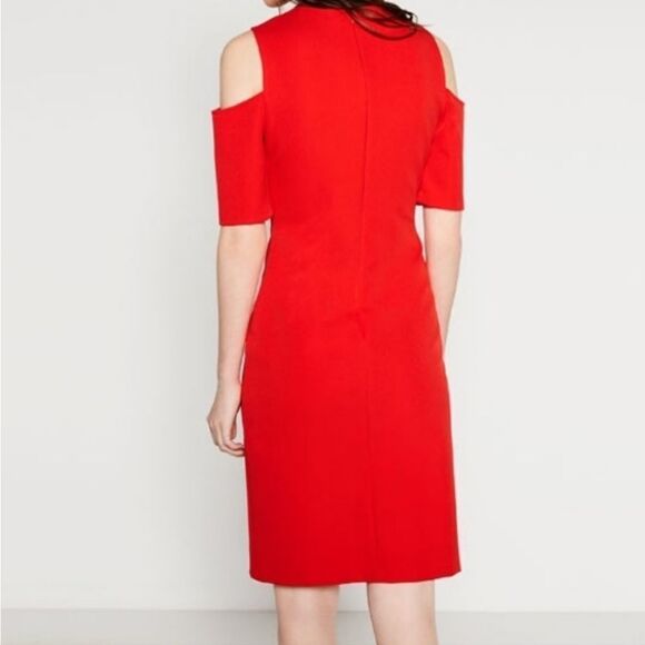 Zara Woman Red Cold Shoulder Dress (XS) - Picture 2 of 8